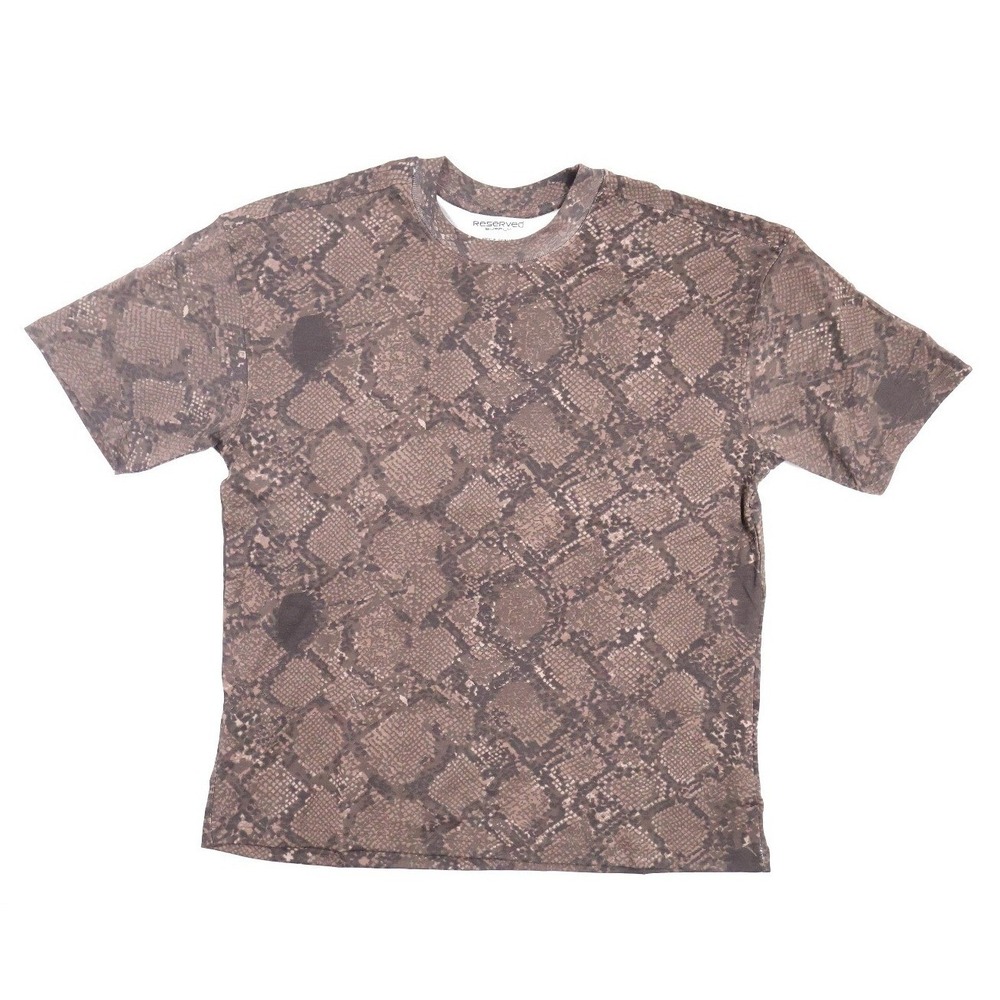 Reserved Supply T-Shirt Oversized Snakeskin Brown Animal Print Small Cotton